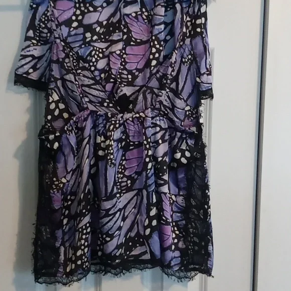 PrettyLittleThing Purple and Black Butterfly Pajama Set - Picture 3 of 4